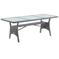 Polyrattan Gartentisch Takeo | Grau | 190x90cm | Glasplatte 5mm