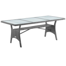 Polyrattan Gartentisch Takeo | Grau | 190x90cm | Glasplatte 5mm
