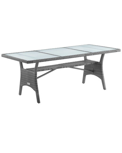 Gartentisch Rattan Glasplatte Grau 190 mal 90 Zentimeter