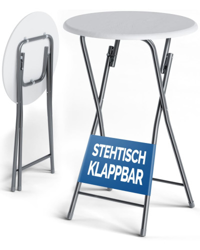 Stehtisch kompakt Weiß 60 Zentimeter klappbar