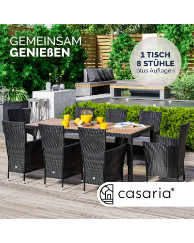 Gartenmöbel Set 9-tlg. Polyrattan Verona Akazie