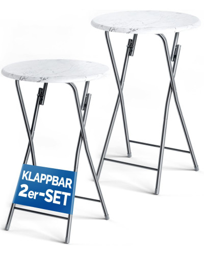 Set of two Marble Effect Folding Bar Tables