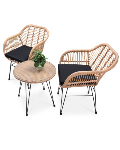 Polyrattan Garden Set Bali 3-Piece Natural