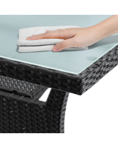 Black Polyrattan Garden Table 190 by 90 Centimetres