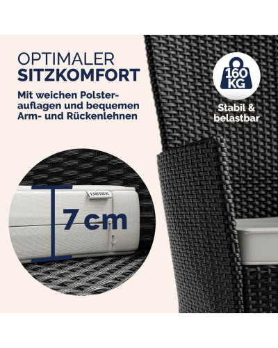 Gartenmöbel Set 5-tlg. Polyrattan Korfu Akazie