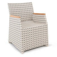 Garland Polyrattan Gartenstuhl Verona Retro mit Teak Armlehnen
