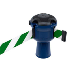 Gurtbandkassette Skipper 9m | Blau, grün-weiße Absperrung