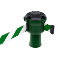 Gurtbandkassette Skipper 9m | Grün, grün-weiße Absperrung