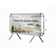 Crowd Control Barrier Type D with Advertising Banner | Hot-dip Galvanized | L:1980mm, H:1090mm