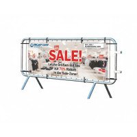 Absperrgitter Typ E mit Werbebanner | Feuerverzinkt | L:2470mm, H:1090mm