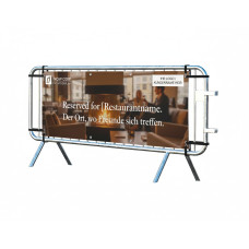 Crowd Control Barrier with Advertising Banner | Hot-dip Galvanized | L: 2470mm, H: 1090mm