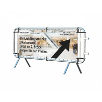Crowd Control Barrier Type E with Advertising Banner | Hot-dip Galvanized | L: 2470mm, H: 1090mm