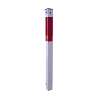 Retractable Bollard Ø 70 x 70 mm, white, with red reflective stripes| Steel | Half Cylinder Lock, Galvanised