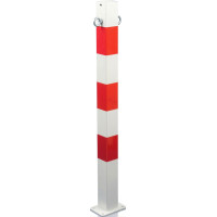 Absperrpfosten Ø 70x70 mm | zum Aufdübeln | mit 2 Ösen, verzinkt, weiß