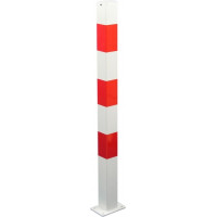 Absperrpfosten Ø 70x70 mm | zum Aufdübeln | mit Fußplatte und rot reflektierender Folie