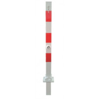 Absperrpfosten Ø 70x70 mm | umlegbar | Dreikant+Halbzylinder, rot reflektierend
