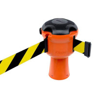 Gurtbandkassette Skipper 9m | Orange, schwarz-gelbe Absperrung