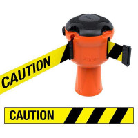Gurtbandkassette Skipper 9m | Orange, gelb-schwarzes Warnband „CAUTION“