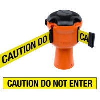 Leitkegelaufsatz Skipper mit Absperrband 9m | Orange, gelb-schwarzes Warnband CAUTION DO NOT ENTER“