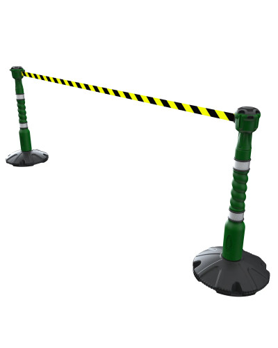 Skipper 9m Retractable Barrier Kit | Green & Black/Yellow Chevron buy