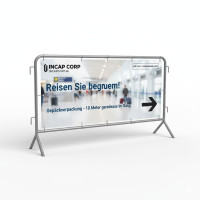 Absperrgitter Typ D mit Werbebanner | Feuerverzinkt | L:1980mm, H:1090mm