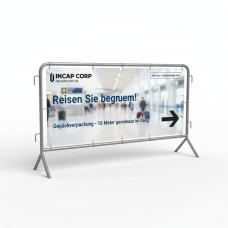 Crowd Control Barrier Type D with Advertising Banner | Hot-dip Galvanized | L:1980mm, H:1090mm