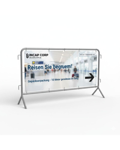 Absperrgitter Typ D mit Werbebanner - Feuerverzinkt - 1980x1090mm kaufen im Online-Shop