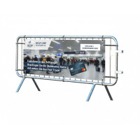 Crowd Control Barrier Type E with Advertising Banner | Hot-dip Galvanized | L: 2470mm, H: 1090mm
