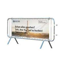 Crowd Control Barrier with Advertising Banner | Hot-dip Galvanized | L: 2470mm, H: 1090mm
