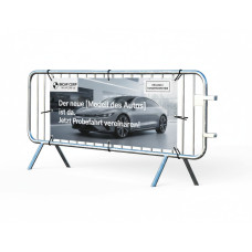 Crowd Control Barrier with Advertising Banner | Hot-dip Galvanized | L: 2470mm, H: 1090mm