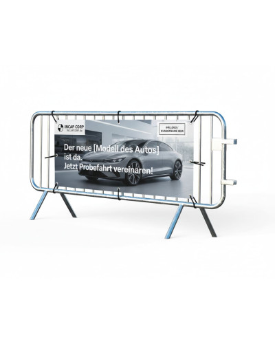 Feuerverzinktes Absperrgitter Typ CL mit Werbebanner 2470x1090mm - Kaufen Sie im Online-Shop