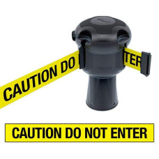 Gurtbandkassette Skipper 9m | Silber, gelb-schwarzes Warnband „CAUTION DO NOT ENTER“
