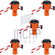 Skipper Gurtkassette Set 5-tlg. | Orange, Reflektierendes Gurtband rot-weiß gestreift