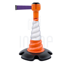 Leitkegel Skipper mit Gurtbandaufsatz 9m | Orange Kegel | lila Gurtband