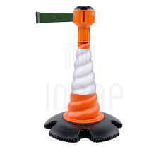 Leitkegel Skipper mit Gurtbandaufsatz 9m | Orange Kegel | grün Gurtband