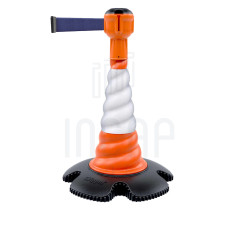 Leitkegel Skipper mit Gurtbandaufsatz 9m | Orange Kegel | blau Gurtband