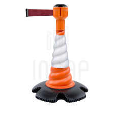 Leitkegel Skipper mit Gurtbandaufsatz 9m | Orange Kegel | rot Gurtband