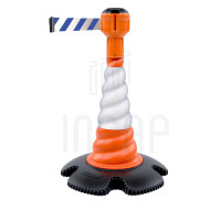 Leitkegel Skipper mit Gurtbandaufsatz 9m | Orange Kegel | blau-weißes Gurtband