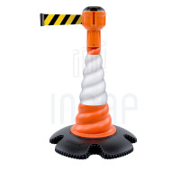 Leitkegel Skipper mit Gurtbandaufsatz 9m | Orange Kegel | schwarz-gelbes Gurtband