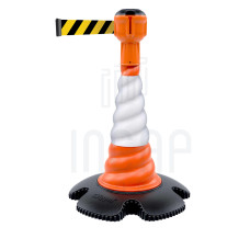 Leitkegel Skipper mit Gurtbandaufsatz 9m | Orange Kegel | schwarz-gelbes Gurtband