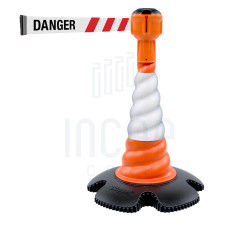 Leitkegel Skipper mit Gurtbandaufsatz 9m | Orange Kegel | rot-weißes Warnband „DANGER“