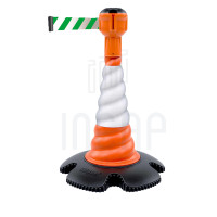 Leitkegel Skipper mit Gurtbandaufsatz 9m | Orange Kegel | grün-weißes Gurtband
