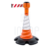 Leitkegel Skipper mit Gurtbandaufsatz 9m | Orange Kegel | rot-weißes Gurtband