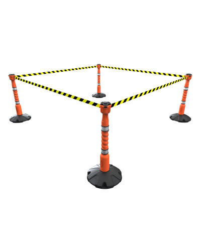 Skipper 36m Gurtabsperrung Set (KIT05) | Orange | Schwarz-Gelb – Absperrpfosten & Rammschutz