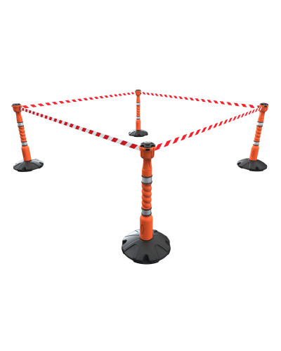 Skipper 36m Gurtabsperrung Set (KIT05) | Orange | Rot-Weiß – Absperrpfosten & Rammschutz