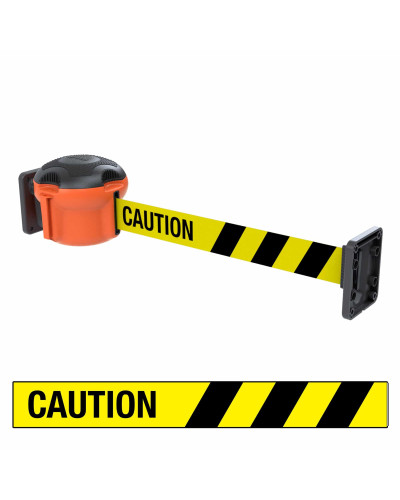 Gurtbandkassetten-Set Skipper XS 9m zur Wandmontage, inkl. 2 Wand-Clips | Orange | Gelb-Schwarz „CAUTION“ (KIT11)