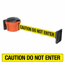 Gurtbandkassetten-Set Skipper XS 9m zur Wandmontage, inkl. 2 Wand-Clips | Orange | Gelb-Schwarz „CAUTION DO NOT ENTER“ (KIT11)
