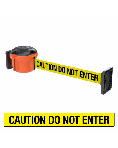 Gurtbandkassetten-Set Skipper XS 9m zur Wandmontage, inkl. 2 Wand-Clips | Orange | Gelb-Schwarz „CAUTION DO NOT ENTER“ (KIT11)