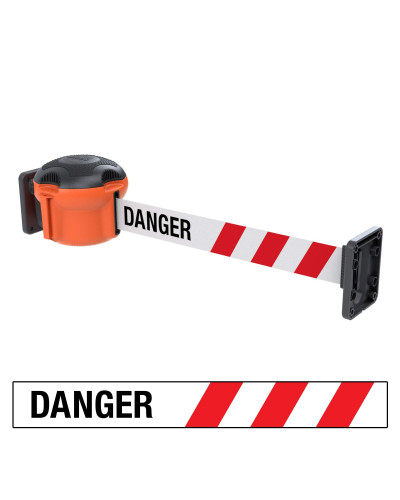 Gurtbandkassetten-Set Skipper XS 9m zur Wandmontage, inkl. 2 Wand-Clips | Orange | Rot-Weiß „DANGER“ (KIT11)