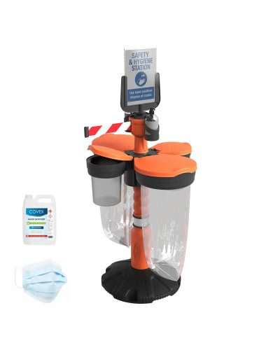 Skipper Safety Station 2 Hygiene- & PPE-Set (KIT02) | Gelb | Rot-Weiß – Personenleitsysteme & Rammschutz